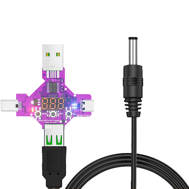 Treedix Multímetro Probador de Voltaje y Corriente PQ31 Trigger, Medidor Digital de Voltaje y Corriente, Medidor de Voltaje Multiprotocolo PD/QC/AFC/FCP con Disparador de Carga Rápida, 3 Modos de Pantalla y Cable USB a DC5.5