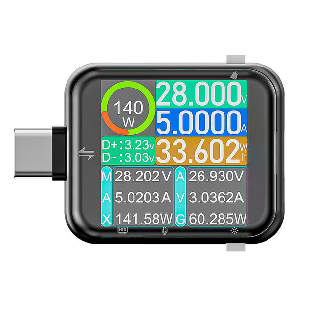 Probador USB de pantalla táctil Treedix, multímetro digital de alta precisión, voltímetro y amperímetro USB, 6 en 1 con sensor de gravedad, nivel, barómetro, altímetro, medición de rizado, gráfico de curvas y probador de capacidad de batería