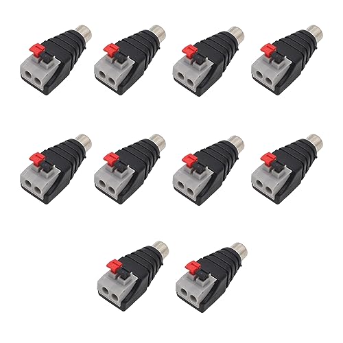 Treedix 10個 RCA コネクタ アダプタ スピーカー ワイヤ - RCA アダプタ コンバータ スピーカー フォノ RCA オス ジャック プラグ (メス)