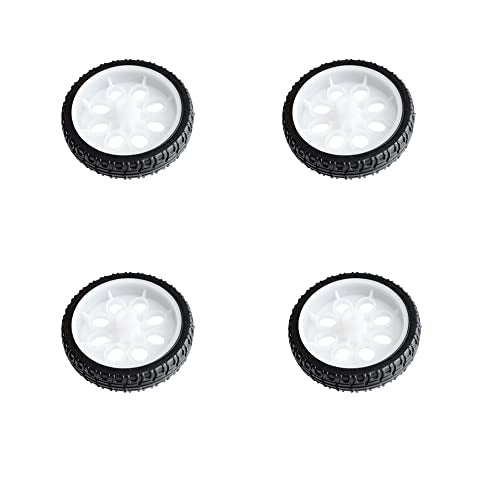 Treedix 4 pezzi 65 mm ruote in gomma per auto RC, pneumatici per auto giocattolo, ruote per robot modello fai-da-te, bianco e nero, accessori per modellismo fai-da-te