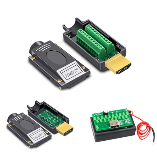 Kit de reparación HDMI 3 en 1, incluye adaptador HDMI sin soldadura, conector adaptador HDMI macho, placa de prueba de cable HDMI, cable de extensión HDMI y placa de conector breakout sin soldadura
