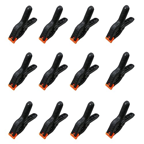 Treedix, set da 12 morsetti a molla da 3,5 pollici, clip resistenti, pinze in plastica e morsetti per fondali per fai da te, incollaggio, serraggio e fissaggio