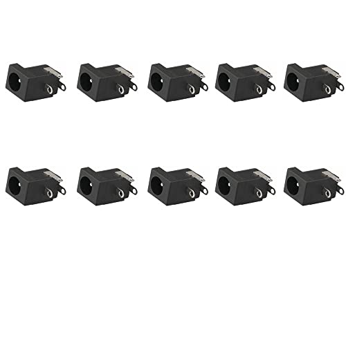 Treedix 10 pezzi Connettore di alimentazione DC a 3 pin per montaggio su PCB, presa femmina, connettori a barilotto 5,5 mm * 2,1 mm