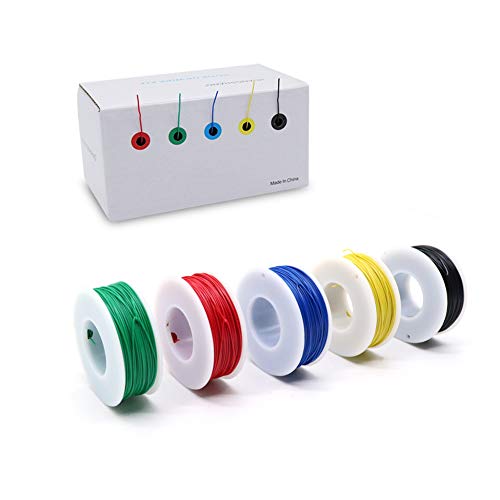 Treedix Filo di rame per saldatura, cavo jumper per avvolgimento, anima stagnata con rivestimento in PVC, resistente a 105 °C, rotolo di cavo