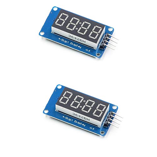 Treedix 4 piezas, módulo de pantalla LED de 4 dígitos y 0.36 pulgadas, ánodo común, chip controlador TM1637, pantalla de reloj, brillo LED ajustable, compatible con Arduino UNO R3