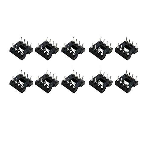 Treedix 10pz Zoccoli IC DIP-8, contatti torniti a foro rotondo, passo 2,54mm, 2 file, 8 pin rotondi