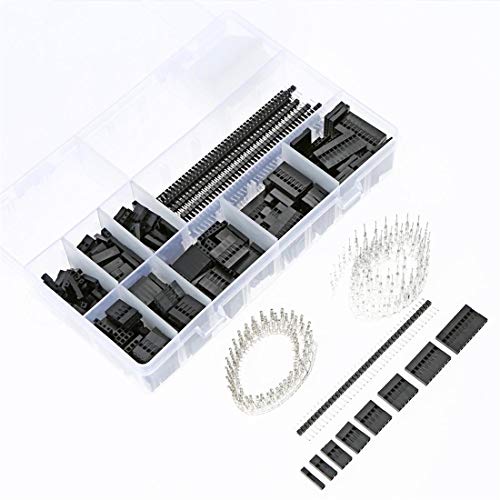Treedix 1450 pezzi, kit connettori jumper PCB da 2,54 mm, pin header maschio e femmina, 40 pin, set di componenti elettronici in scatola, compatibile con Arduino Dupont