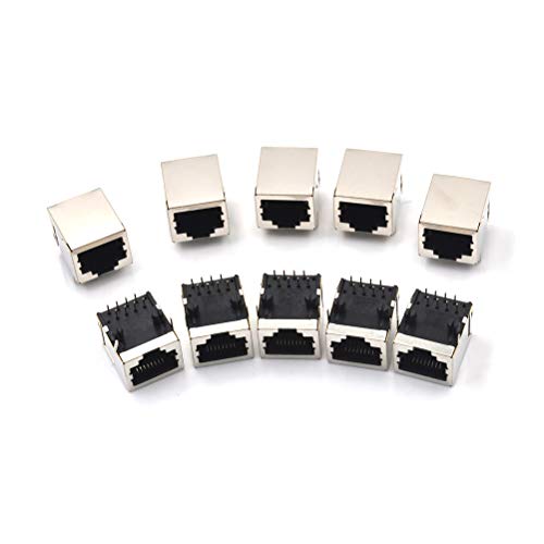 Treedix 10 pz/set Connettori RJ45 8P8C Ethernet di rete schermati, porta singola, presa femmina 8P 8C, 8 pin per PCB
