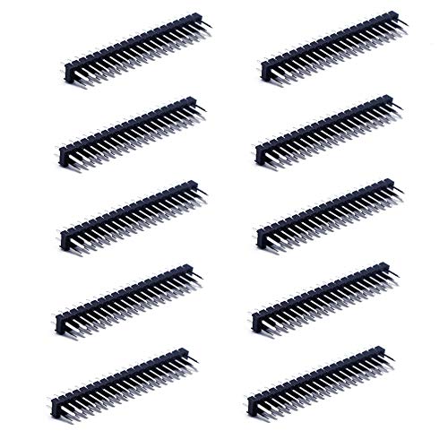 Treedix Connettore a pettine a doppia fila 2 x 20 pin, passo 0,1 pollici, maschio-maschio, dritto, compatibile con Raspberry Pi Zero GPIO (confezione da 10)