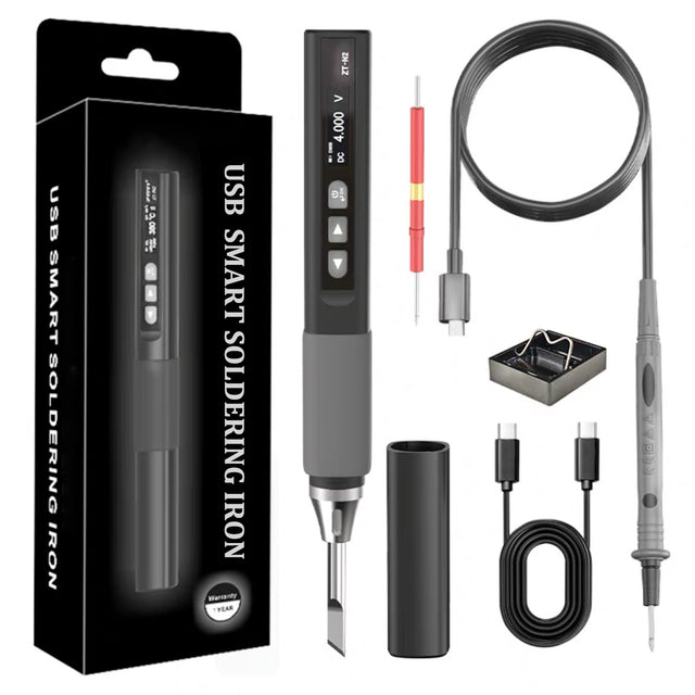 Kit de soldador inalámbrico y multímetro inteligente 2 en 1 Treedix, soldador portátil DC5V-20V 212℉~842℉, kit de soldadura inalámbrico recargable compatible con protocolo PD/QC, modo termostático