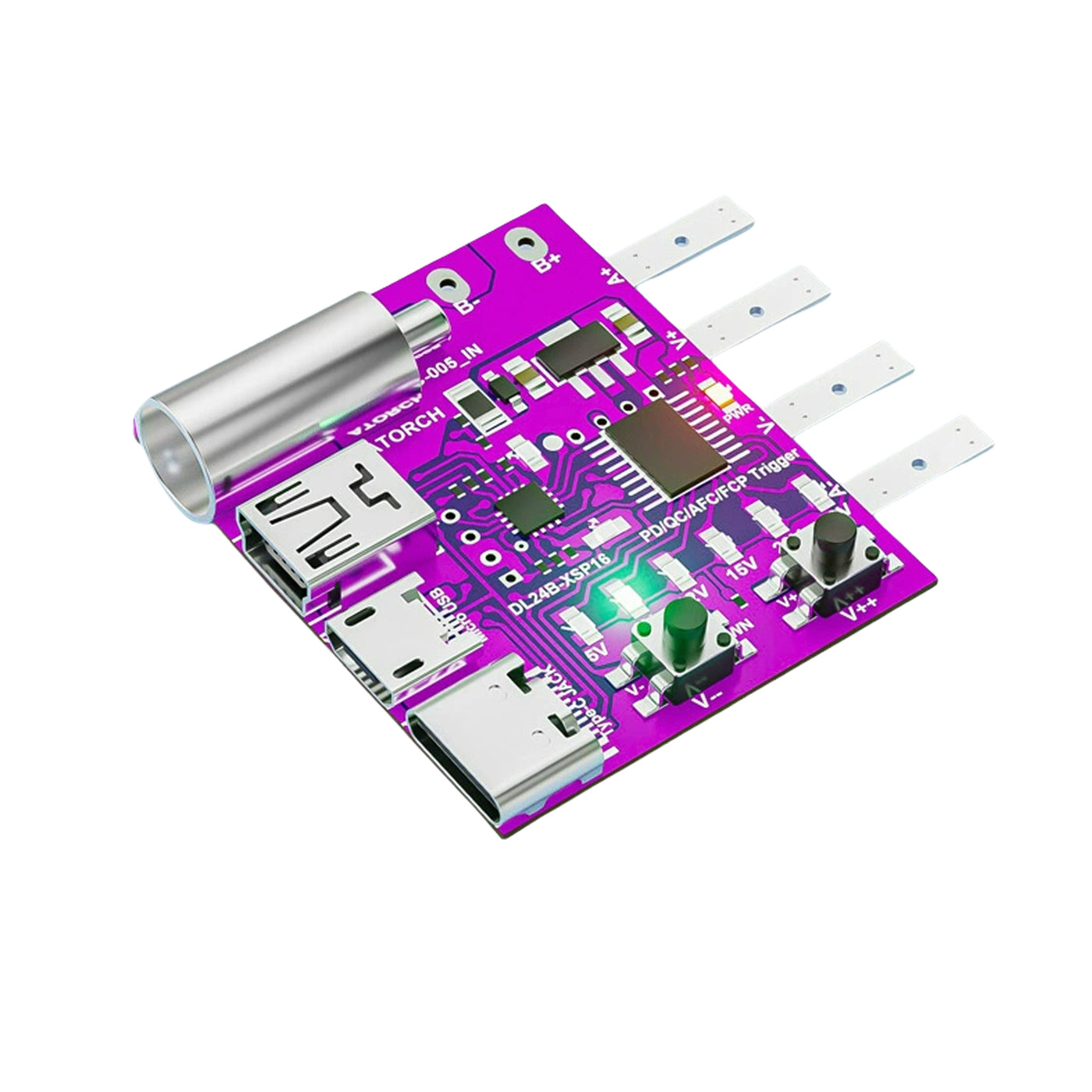 Treedix Spanning- en Stroomtester Multimeter PD3.0/3.1 Trigger, 4-draads Output Snelladen Protocol Hoogspanning Triggerbord, PD/QC/AFC/FCP Multiprotocol Spanningsmeter Ondersteunt 5V/9V/12V/15V/20V/28V