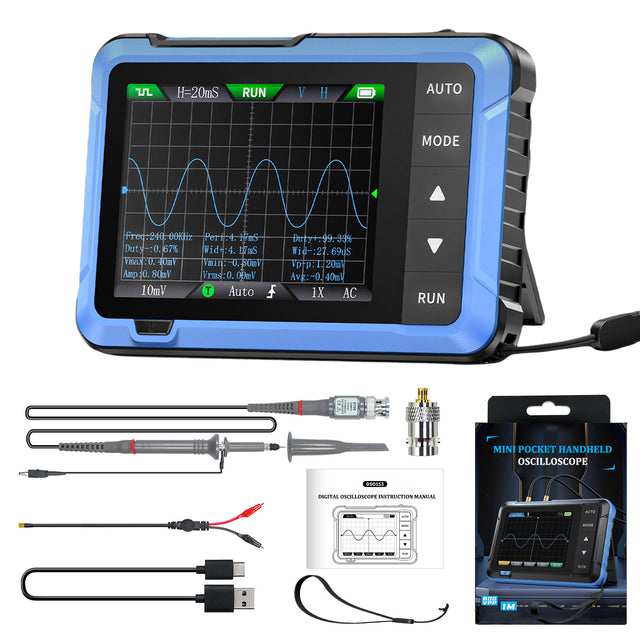 Oscilloscopio intelligente 2-in-1 Treedix DSO510, oscilloscopio da 2,8 pollici e generatore di segnale DDS, larghezza di banda 10 MHz, frequenza di campionamento 48 MS/s, oscilloscopio digitale portatile con 13 forme d'onda regolabili, 3 modalità trigger