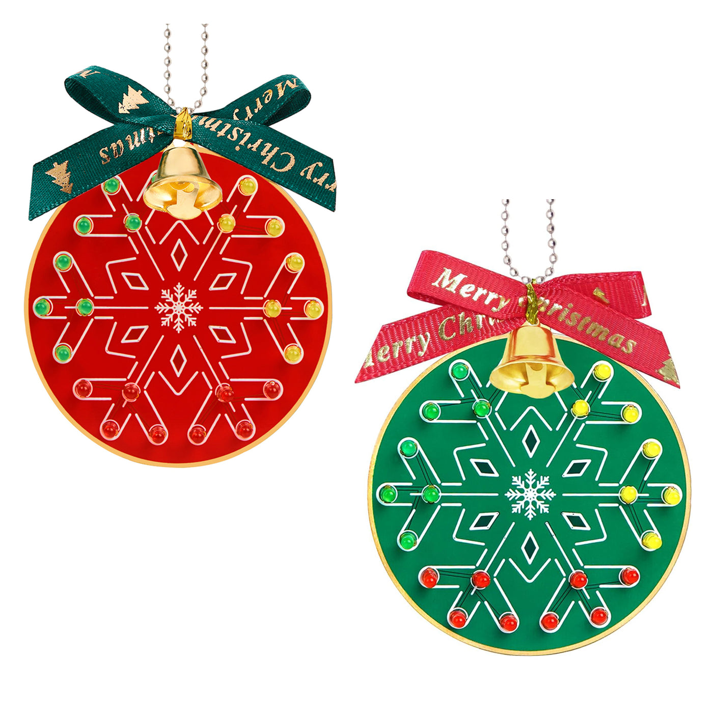 Treedix Kit d'apprentissage de la soudure 2 pièces, Noël : Arbre LED clignotant et flocon de neige à monter soi-même, kit de projet électronique amusant pour l'école et l'apprentissage à domicile