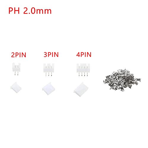 Treedix Kit de conectores JST PH2.0 de 450 piezas con paso de 2.0 mm, cabezal de pin hembra, carcasas JST PH de 2, 3 y 4 pines, adaptador de cable JST, conector macho y hembra, kit de crimpado DIP