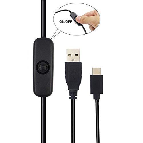Treedix 5V 3A AC-adapter oplader voeding met afneembare kabel, aan/uit-schakelaar en USB Type-C-aansluiting, compatibel met Raspberry Pi 4B (zwart)