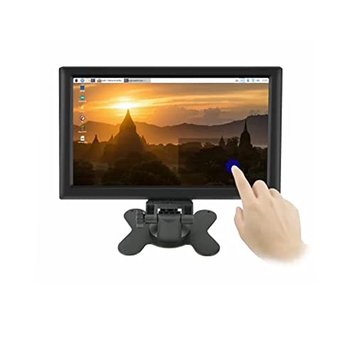 10.1 Inch Screen Monitor 1024x600 Small Portable HDMI Monitor w/Stand, IPS Screen Display 1024x600px USB Capacitive Compatible with Raspberry Pi 4B