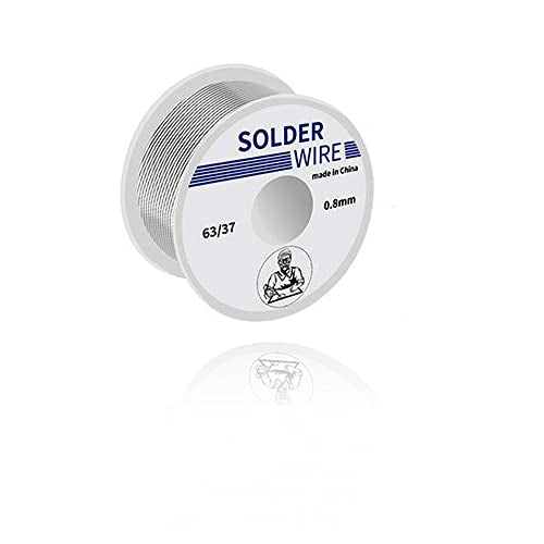Treedix Filo di saldatura in stagno e piombo ad alta purezza con anima in flussante per saldature elettriche, contenuto flussante 2% (0,8 mm, 50 g)