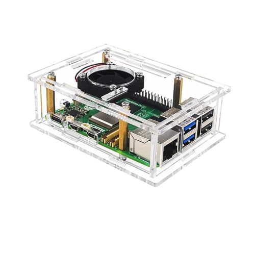 Caja de acrílico Treedix para Raspberry Pi 5 con ventilador de refrigeración y disipador de calor de cobre-aluminio