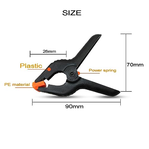 Treedix 12-delige set 3,5 inch veerklemmen, kleine heavy-duty kunststof klemmen en achtergrondklemmen voor doe-het-zelf, lijmen, klemmen en vastzetten