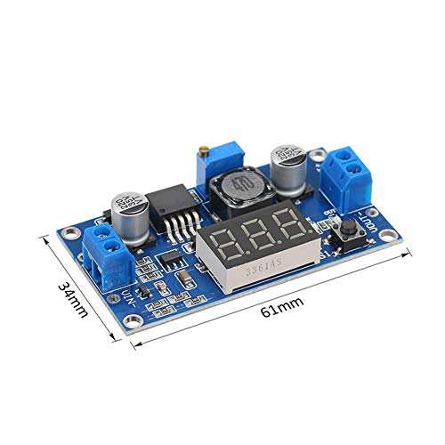 Treedix Lot de 2 régulateurs de tension réglables DC-DC LM2596 avec voltmètre, 12V vers 3,3V, 12V vers 5V, 24V vers 5V, 24V vers 12V, 36V vers 24V