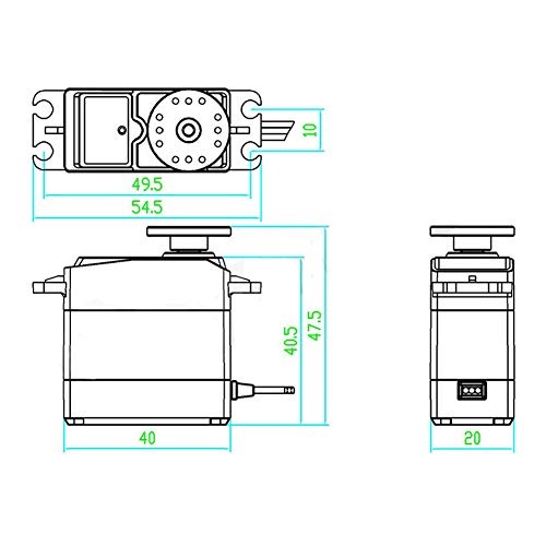 Treedix 2 stuks MG995 servomotor, metalen tandwielen, servomotor met hoog koppel, compatibel met slimme auto's, robots, boten, RC-helikopters en vliegtuigen (besturingshoek 180°)