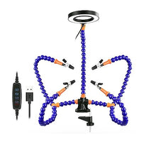 Treedix Terza Mano per Saldatura, Stazione di Saldatura Multifunzionale con Lente d'Ingrandimento 3X e Porta USB, per Artigianato, Gioielli, Hobby e Laboratorio