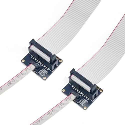 Treedix JTAG (2x10 2.54mm) から SWD (2x5 1.27mm) へのアダプタ ボード ブレークアウト ボード JTAG デバッグ ボード、IDC リボン コネクタ付き フラット リボン ケーブル メスからメス 長さ 200mm/7.87 インチ