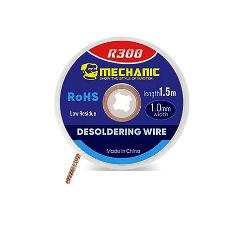 Treedix Mecha de desoldar con fundente, 1 mm de ancho x 1,5 m de largo, herramienta para eliminar soldadura, mecha de soldadura sin limpieza para componentes eléctricos (1 mm)