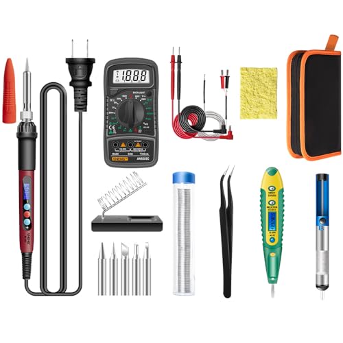 Lötkolben-Set, 60W Lötpistole, LCD-Digitalanzeige mit einstellbarer Temperatur 180-500℃, Lötwerkzeug für Metall, Elektronik, Heimwerken, Schmuckschweißen, Computer
