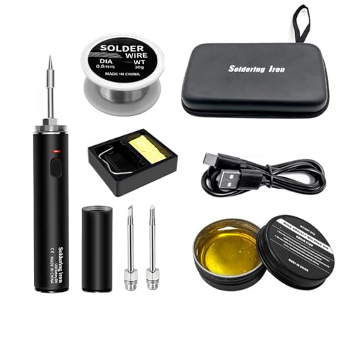 Treedix - Soldador inalámbrico de 10W, tipo lápiz, carga USB-C, herramienta de soldadura portátil para el hogar, con núcleo calefactor integrado y temperatura ajustable para electrónica y bricolaje