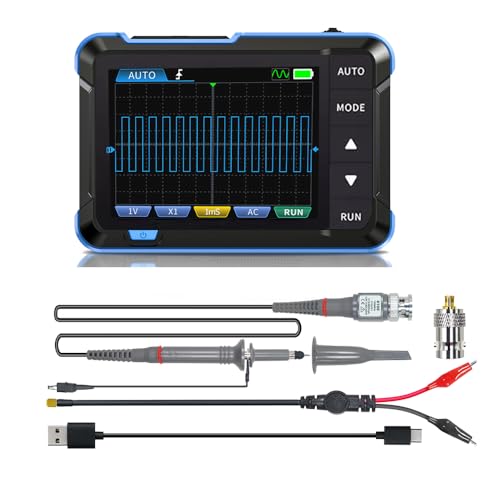 Kit d'oscilloscope numérique portable DSO 153, écran 2,8 pouces, bande passante 1 MHz, taux d'échantillonnage 5 MS/s, arrêt automatique, 14 formes d'onde réglables pour le bricolage et la réparation automobile