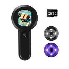 Lupa digital Treedix 100X con tarjeta TF de 32 GB, ayuda para baja visión, lupa de vídeo electrónica portátil con pantalla IPS de 2 pulgadas, toma de fotos y luces blancas y púrpuras para lectura, reparación y observación de monedas