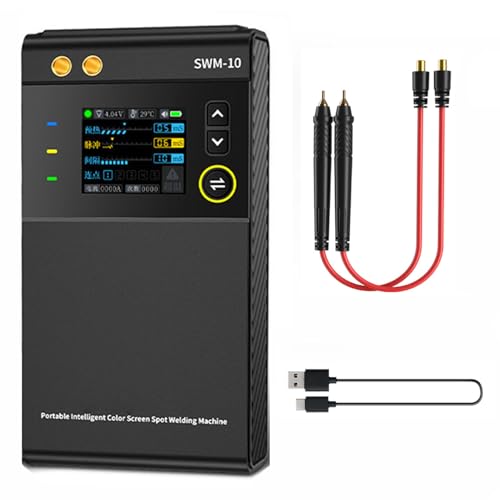 Soldadora por puntos de batería, soldadora portátil de doble pulso con 4 marchas ajustables, 5000mAh, soldadura por puntos de 0.1mm-0.25mm para níquel, hierro, acero y láminas de aluminio de 0.3mm