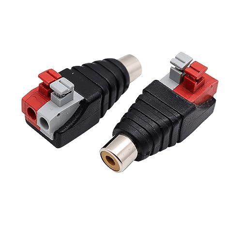 Treedix 10 stuks RCA-connectoradapter, luidsprekerdraad naar RCA-adapter, converter luidspreker phono RCA mannelijke jackstekker (vrouwelijk)