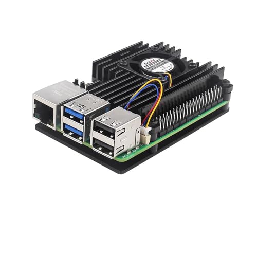 Custodia in lega di alluminio Treedix compatibile con Raspberry Pi 5 4GB/8GB, case in metallo + ventola regolabile