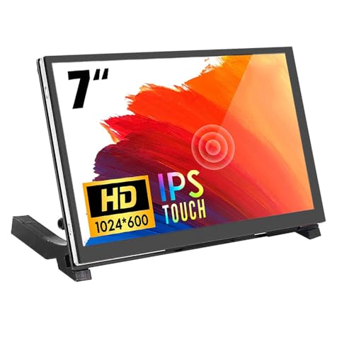 Treedix Monitor Touchscreen da 7 Pollici 1024×600 HDMI IPS LCD Display Portatile con Pannello Touch, Compatibile con Raspberry Pi 5 4B 3B+, Jestin Nano, Supporta Win10/8/7