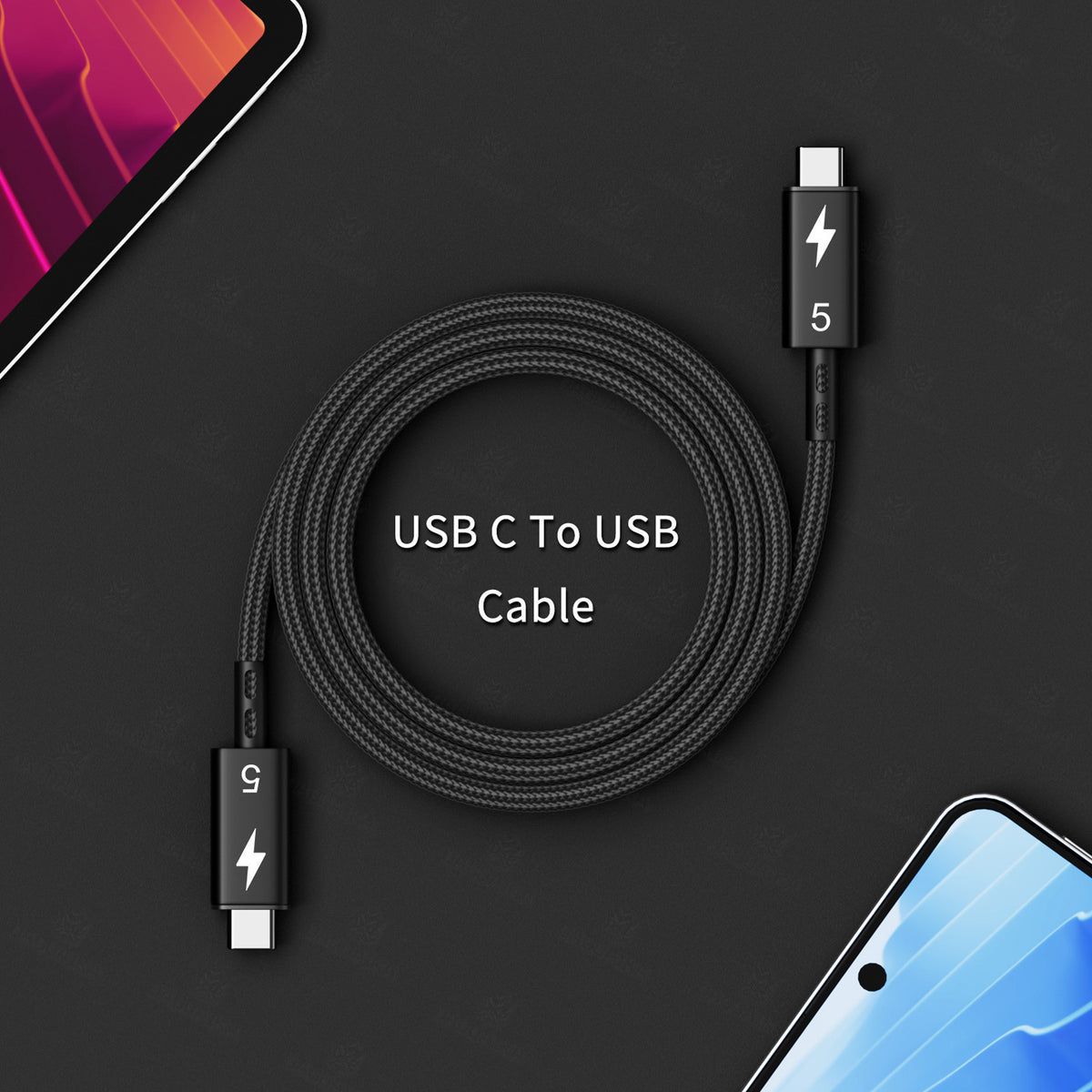 120Gpbs USB C Cable for Thunderbolt 5 Cable, PD240W Fast Charger Cable,  USB C Cable to USB C 1m, 16 K / 8 K Video Transmission, USB C Data Cable Compatible with Thunderbolt 4/3、USB4/3.2/3.1/3.0/2.0