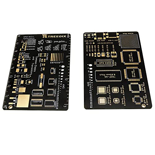 Treedix Lot de 2 règles PCB multifonctions 3 pouces, outil de mesure pour longueur d'onde, diodes Schottky, diodes Zener, résistances, condensateurs, puces IC, composants SMD, diodes et transistors pour ingénieurs en électronique