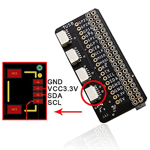 Treedix 2 piezas 2x20 GPIO Header Connection Ports PI Hat GPIO Breakout Board Conector GPIO compatible con Raspberry Pi para JST 1mm 4 canales, lectura sencilla de múltiples sensores con la misma dirección I2C