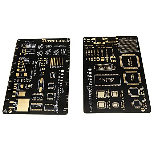Treedix Lot de 2 règles PCB multifonctions 3 pouces, outil de mesure pour longueur d'onde, diodes Schottky, diodes Zener, résistances, condensateurs, puces IC, composants SMD, diodes et transistors pour ingénieurs en électronique
