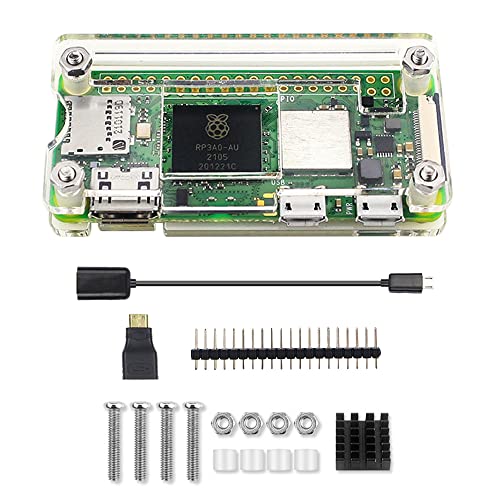 Custodia in acrilico Treedix con dissipatore di calore, cavo, pin header e adattatore HDMI compatibile con Raspberry Pi Zero 2W