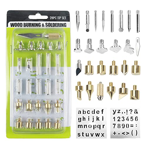 Treedix Kit de pirograbado de 28 piezas, temperatura ajustable de 200℃~480℃, herramienta de pirograbado con puntas para tallar, ideal para repujado, adultos, principiantes, cumpleaños, aniversarios, Halloween, Navidad y manualidades DIY
