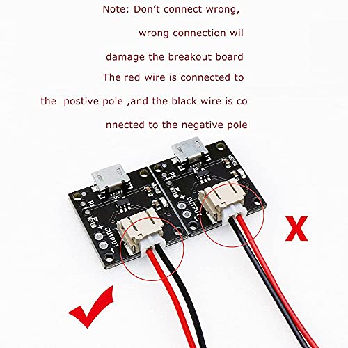 2pcsUSB LiPo Battery Charger Board with Battery Protection JST Socket with LED Indicator Charging Rate Adjustable Automatic Power-Down Thermal Regulation