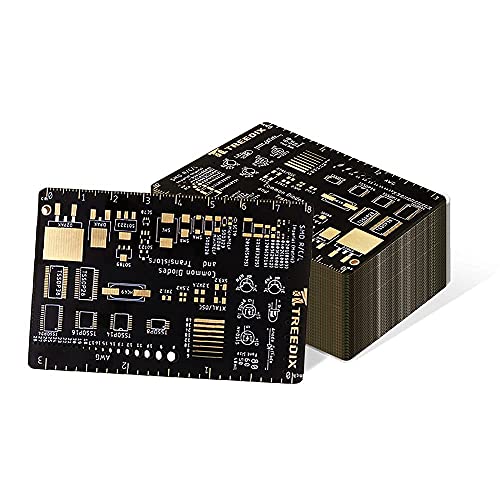 Treedix Lot de 2 règles PCB multifonctions 3 pouces, outil de mesure pour longueur d'onde, diodes Schottky, diodes Zener, résistances, condensateurs, puces IC, composants SMD, diodes et transistors pour ingénieurs en électronique