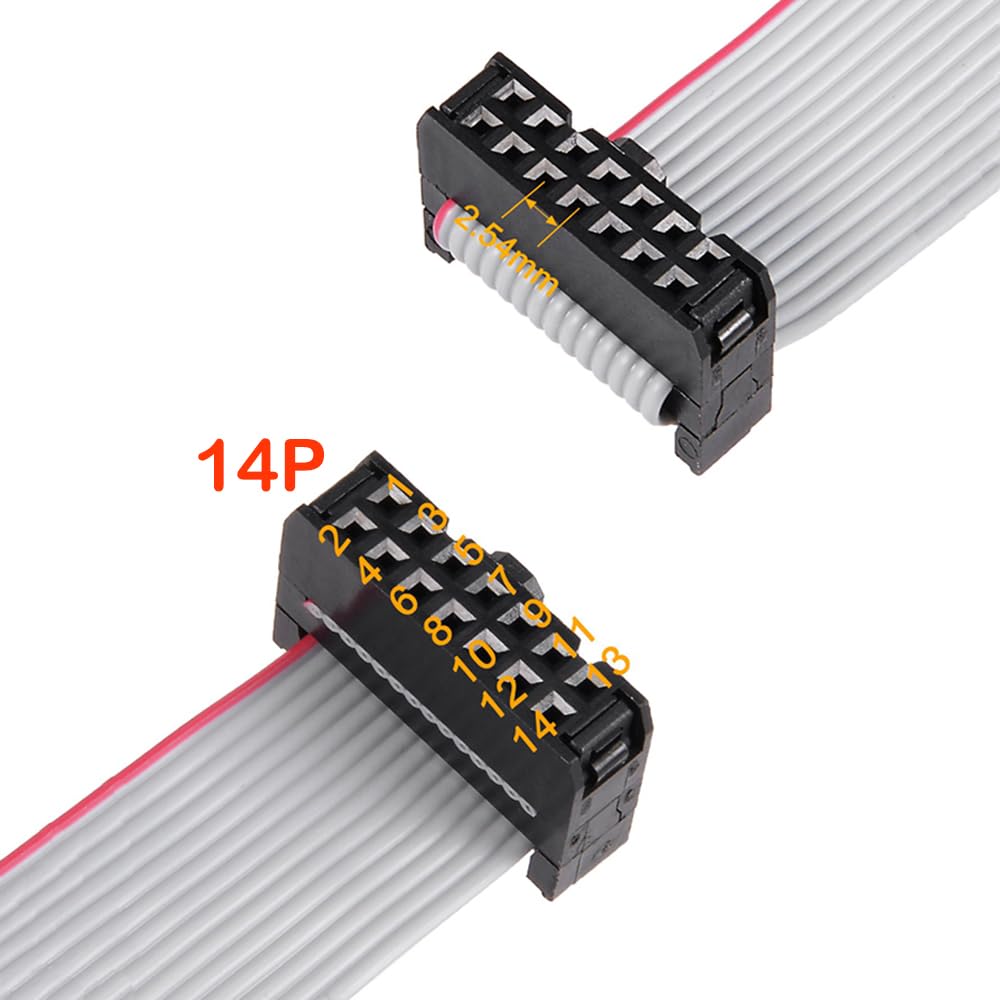 Treedix JTAGブレークアウトボードアダプターボード 2x7ピン 2.54mm JTAG - 2x5 0.05インチ SWDアダプター (IDCリボンコネクター付き フラットリボンケーブル メス-メス 長さ200mm/7.87インチ)