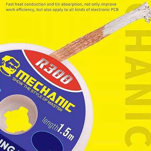 Treedix はんだ吸い取り線 フラックス付き スーパー 長さ 5 フィート 幅 1 mm はんだ吸い取り線 編組除去ツール はんだ吸い取り器 洗浄不要 はんだ吸い取り線 ロール 電気部品の分解 (1 mm)