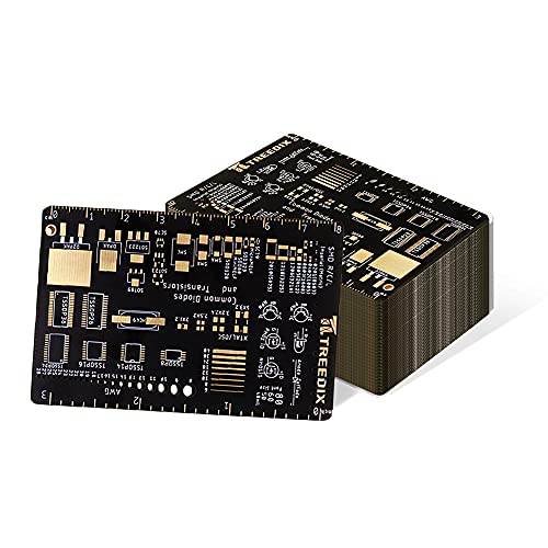 Treedix Lot de 2 règles PCB multifonctions 3 pouces, outil de mesure pour longueur d'onde, diodes Schottky, diodes Zener, résistances, condensateurs, puces IC, composants SMD, diodes et transistors pour ingénieurs en électronique