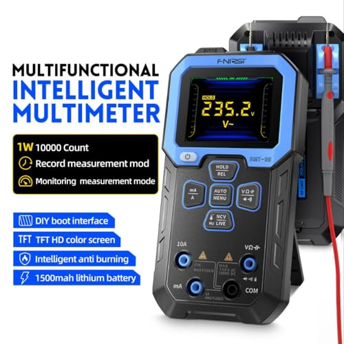 Multimètre numérique TFT 2,4 pouces, 10 000 points TRMS, testeur de tension sans contact, mesures rapides : tension, diode, résistance, température, courant, rapport cyclique, capacité, fréquence, NCV, LIVE