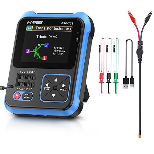 Treedix DSO-TC3 Oscilloscope numérique portable 3-en-1, testeur de transistors LCR, kit de détection DIY, générateur de signal PWM, avec support intégré