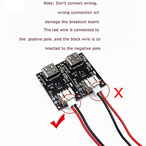 2pcsUSB LiPo Battery Charger Board with Battery Protection JST Socket with LED Indicator Charging Rate Adjustable Automatic Power-Down Thermal Regulation